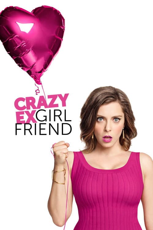 main character from crazy ex girlfriend holding balloon.