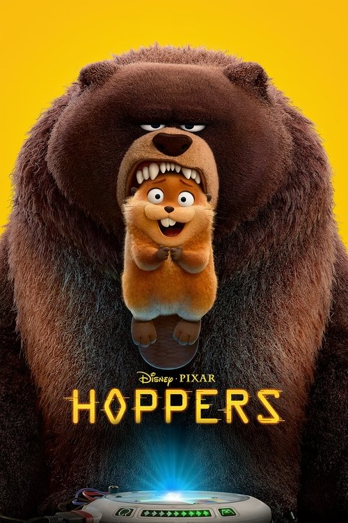 Movie poster for Pixar's Hoppers, an upcoming 2026 animated adventure featuring a robotic beaver, which shares the creative, "weird body" mechanics and sense of discovery seen in Super Mario Galaxy.