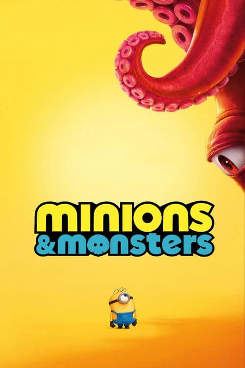 Movie poster for Illumination’s Minions & Monsters, which uses the same high-energy, comedic style that defined The Super Mario Galaxy Movie, promising slapstick fun for the whole family.