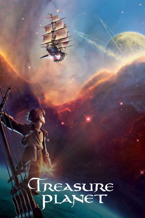 Movie poster for Disney's Treasure Planet, a unique animated space pirate adventure that serves as an excellent 2D alternative for families seeking more cosmic exploration following The Super Mario Galaxy Movie.